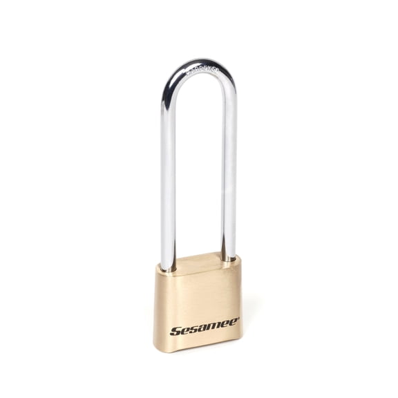 Sesamee K440 4 Dial Bottom Resettable Combination Brass Padlock with 4-Inch Hardened Steel Shackle and 10,000 Potential Combinations