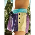 thumbnail image 2 of Michellecmm Women’s Contrast Color Shorts Casual Elastic High Waist Side Button Wide Leg Shorts Going Out Shorts, 2 of 6