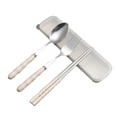 thumbnail image 3 of Hvmvliv Silverware Sets Stainless Steel 3Pcs Cutlery Set Portable Outdoor Camping Reusable Flatware, Include Fork Spoon Chopsticks with Case Beige, 3 of 3