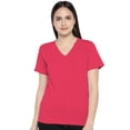 thumbnail image 1 of eloria Women's T-Shirt V-Neck Half Sleeve Casual Top Magenta, 1 of 6