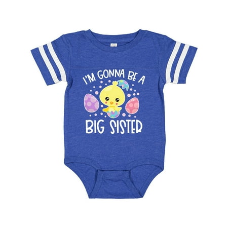 

Inktastic Easter I m Gonna Be a Big Sister with Purple and Pink Eggs Gift Baby Girl Bodysuit