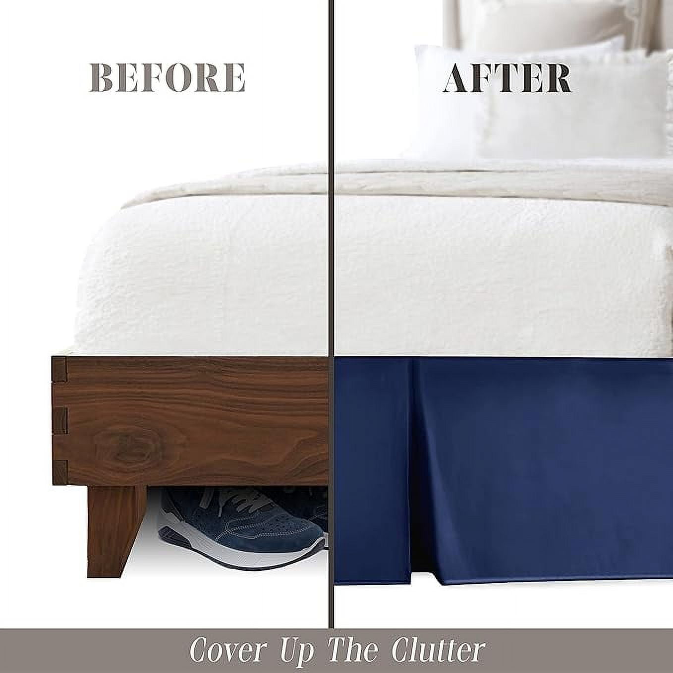 Elegant Comfort 1-Piece Solid Bed Skirt, 1500 Thread Count, Minimalist Design, Easy Care, Wrinkle and Stain Resistant , Cali King, Midnight Navy