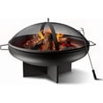 thumbnail image 2 of 24 Inch Fire Pit for Outside Outdoor Wood Burning Firepit Bowl Heavy Duty Steel Bonfire Pit for Patio Backyard Camping Deck with Spark Screen, Log Grate & Poker, 2 of 6