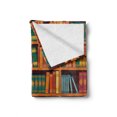 thumbnail image 2 of Library Soft Flannel Fleece Blanket, Education Themed Pattern of Bookshelves with Academic Books Globe and Big Seashell, Cozy Plush for Indoor and Outdoor Use, 60" x 80", Multicolor, by Ambesonne, 2 of 6