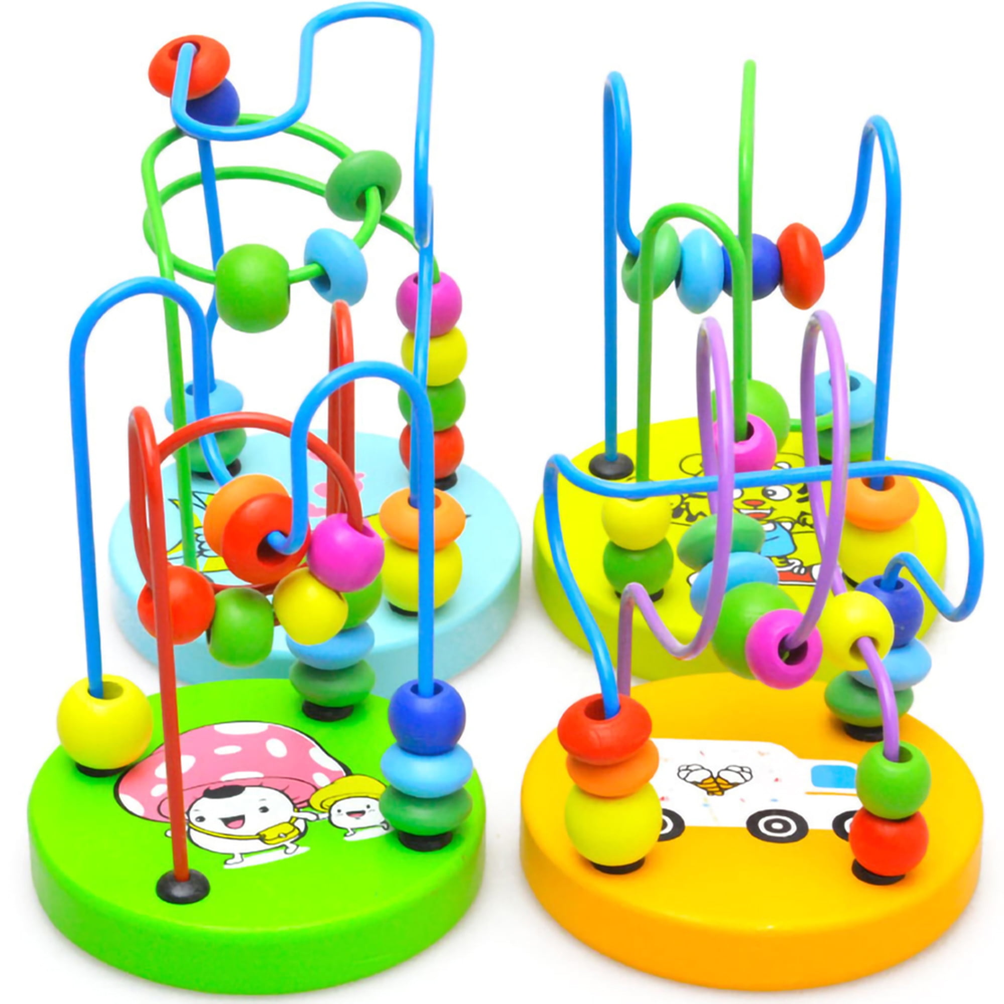 Colorful Wooden Around Beads Baby Infant Children Kids Educational Game Toy Gift 
