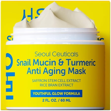 SeoulCeuticals Korean Face Mask Skin Care - Snail Mucin Turmeric Mask for Face – Cruelty Free K Beauty Anti Aging Face Mask for Healthy Youthful Glow 2oz