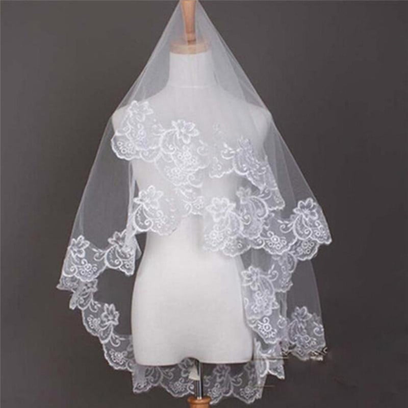 White Ivory Cathedral Length Lace Edge Bride Wedding Bridal Long 150N_WK 