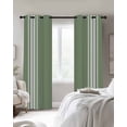 thumbnail image 3 of Dark Sage Green Blackout Curtains 84 Inches Long for Bedroom, Farmhouse Sage Green White Striped Thermal Insulated Room Darkening Black Out Window Curtain Panels Grommet Drapes for Living Room, 3 of 8