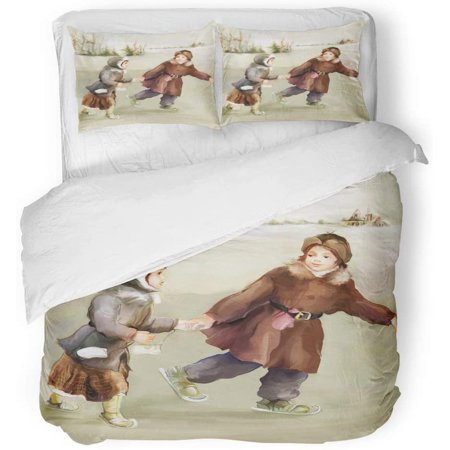 Ice Skate Pattern Print Duvet Cover Bedding Set