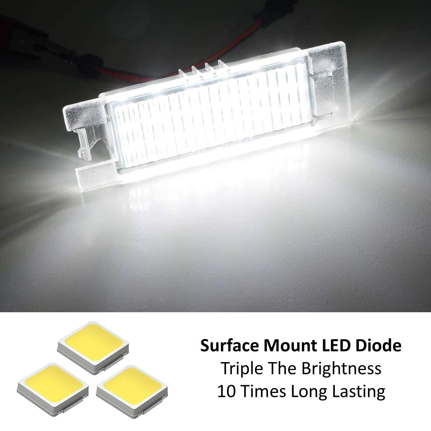 OEM-Fit 3W Full LED License Plate Light Kit For Jeep 2015-up Renegade, Powered by 18-SMD Xenon White LED & Can-bus Error Free