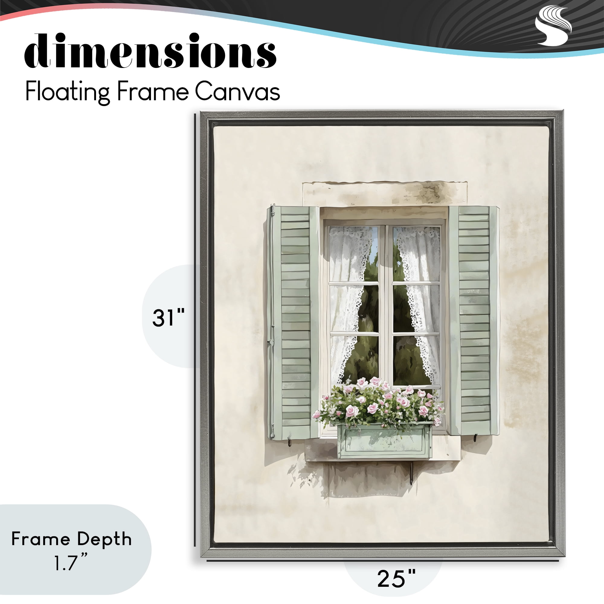 Stupell Industries French Cafe Window Curtains Gray Framed Floater Canvas Wall Art, design by LSR Design Studio