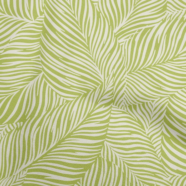 oneOone Tissu Polyester Lycra Vert2 Feuilles Matériel de Robe Tissu Imprimé Tissu au Mètre 56 Pouces de Large