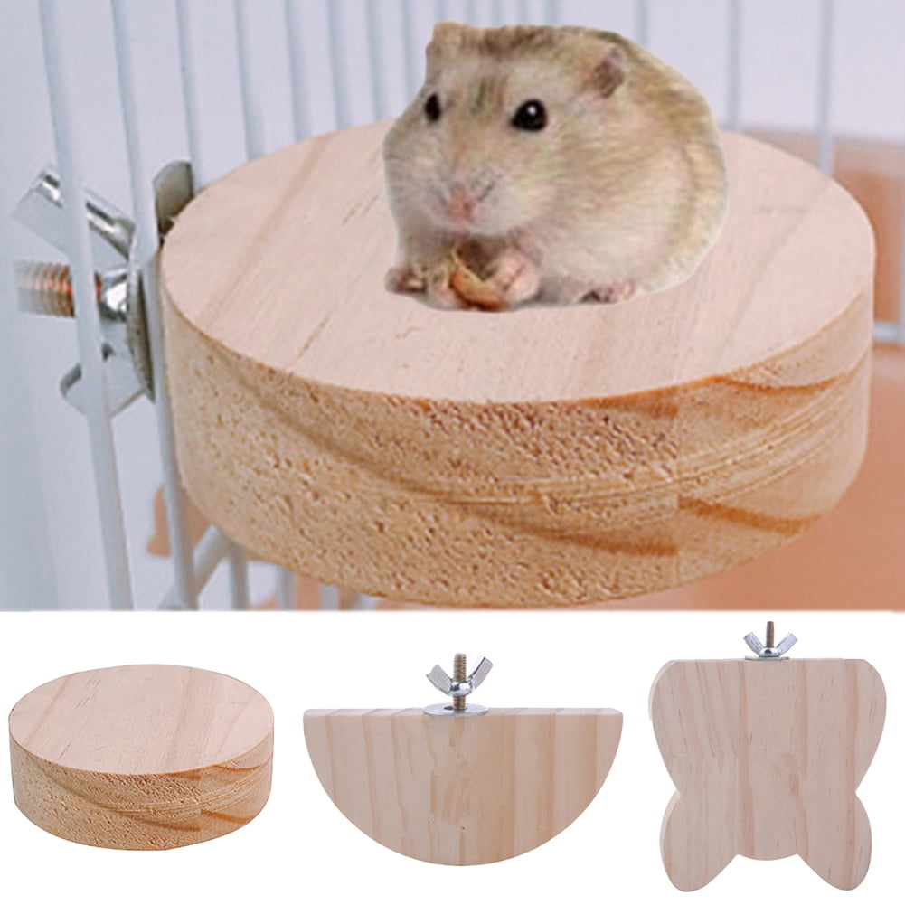 Small Animals Habitat Toy Wooden Bird Perch Mouse Rat Gerbil Wood Platform 