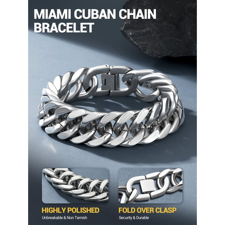 Prosteel Men's 17MM Chunky Franco Chain Bracelet photo 6