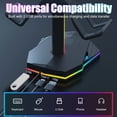 thumbnail image 5 of RGB Headset Stand with 7 Light Modes, Controller Holder for Desk, with USB & Type C Charging Ports, Rotatable Gaming Headphone Stand & Detachable Controller Hook for PC Earphone Accessories, Black, 5 of 12