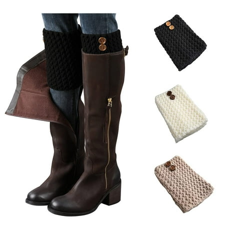 

Bestjybt 3 Pairs Womens Short Boots Socks Crochet Knitted Boot Cuffs Leg Warmers Socks (Multicolored Q)