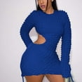 thumbnail image 5 of Kiplyki Women's Long Sleeve Fall Dress Round-Neck Solid Out Mini Dress, 5 of 7