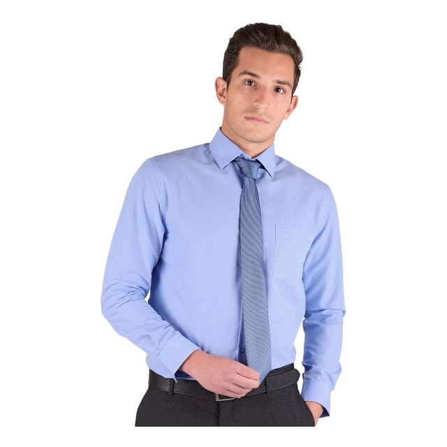 Camisa Vestir Aristos Hombre Azul Algodon Poliester 3005
