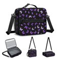 thumbnail image 5 of Butterfly and Purple Black Pattern Insulated Lunch Bag with Shoulder Strap and Bottle Holder,Bento School Lunch Bag Box,11x9.5x3.5 Inches, 5 of 5