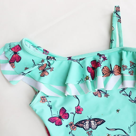 Gubotare Girls Swimsuit One Piece Girls' Beach Sport 1 Piece Swimsuit Summer Beach Swimwear (Mint Green,6-7 Years)