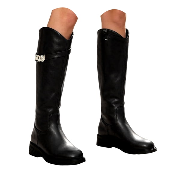 YLYL Women's Knee High Riding Boots Round Toe Chunky Block Heel Pull on Fashion Riding Tall Boots