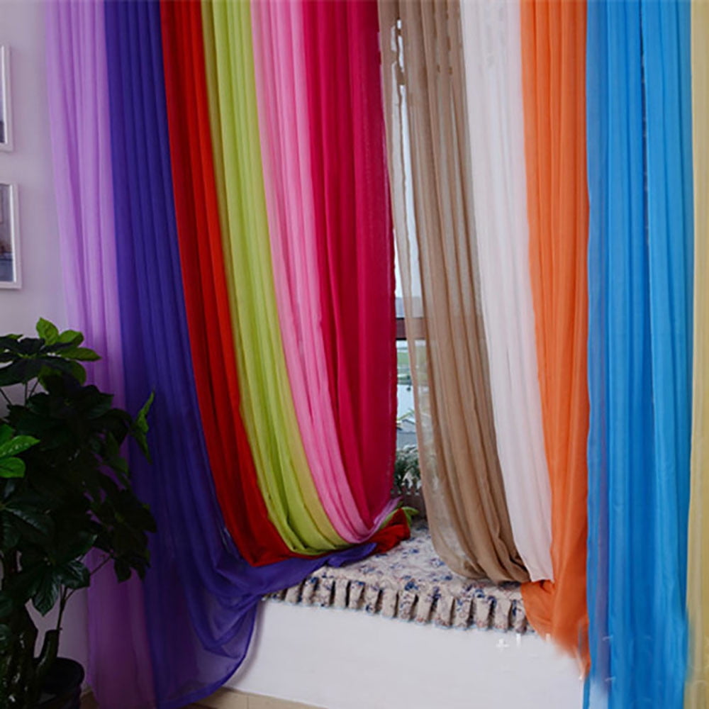 Blue Curtains 2Pack Sheer Curtains 98 Inches Long Colorful Curtains for Living Room Playroom Nurseries Bedroom Window Drape Panel Sheer Scarf Valances Cotton Material Variation Of Colors