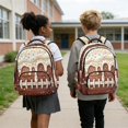 thumbnail image 4 of Kuiaobaty Rugby Print Kids Backpack for Boys Girls Ice Cream Print Bookbag Daypack with Cup Holder 17 Inch School Backpack for School, Brown, 4 of 7