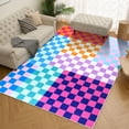 thumbnail image 2 of Arogan Checkered Area Rug for Living Room Bedroom Washable Rug, Multicolour,5' x 7', 2 of 7