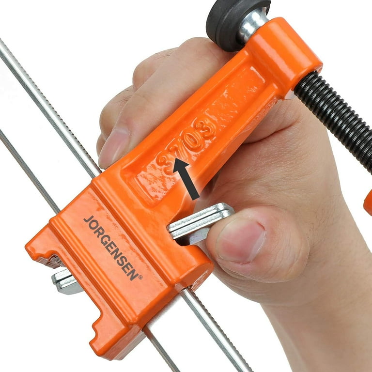 Jorgensen 12-Inch Steel Bar Clamps – 2-Pack, Medium Duty, 600 Lbs Load Limit – Orange