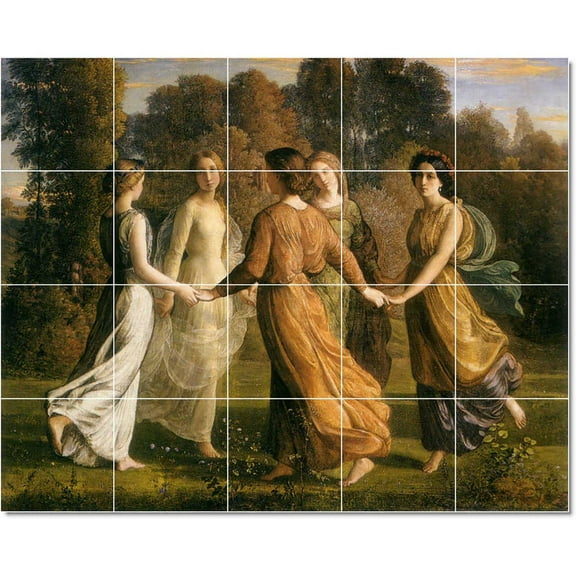 Ceramic Tile Mural-Louis Janmot Angels Tile Mural Modern Interior Construction. 21.25" w x 17" h using (20) 4.25 x 4.25 ceramic tiles