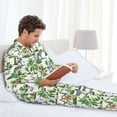 thumbnail image 2 of Mens Pajamas Set - Zebra Giraffe Tropical Palm Tree Comfy Long Sleeve Button Up Pajama Sets for Men 2 Piece, Soft Sleepwear Nightwear Pjs Lounge Sets for Men with Pockets, 2 of 5