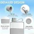 thumbnail image 4 of Flat Water Bottle with Handle 500 ml Flat Water Bottle BPA-Free Leak-Proof Slim Water Bottle for Travel Outdoor Fitness Sports Cycling Work School,Gray, 4 of 7