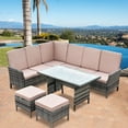 thumbnail image 1 of Costway 5pcs Patio Wicker Rattan Furniture Set Sofa Ottoman Garden Deck W/ Cushion, 1 of 10