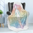 thumbnail image 4 of Rainbow Mandala Soft Flannel Fleece Throw Blanket, Yoga Themed Meditating Woman Outline with Mandala Patterned Background, Cozy Plush for Indoor and Outdoor Use, 60" x 80", Multicolor, by Ambesonne, 4 of 5