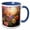 Blue/White, variant on 3drose, Pretty Sunset Image of Stained Glass Flower Meadow Background, 11oz Mug