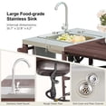 thumbnail image 4 of Harper & Bright Designs Outdoor Kitchen Island with Sink, Solid Wood Outdoor Grill Cart for XL Green Egg Grills, Rolling Outdoor Bar Cart with Stainless Steel Top, for Pizza Prep & BBQ, Brown, 4 of 18