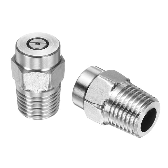 Uxcell 2pcs Surface Clean Tip 15 Degree 1/4 Inch NPT Male 1.156 Orifice 4000 PSI Stainless Steel Threaded Pressure Washer Spray Nozzles for Water gun Water Broom