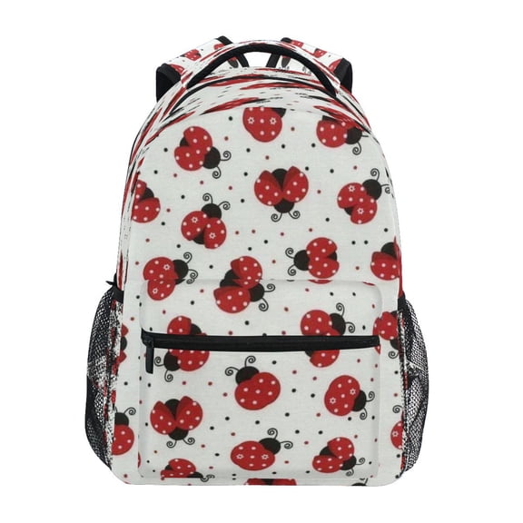 DIXRUYEE Backpack Schoolbag Ladybugs on White Pattern 15L/18L 2-SIZE