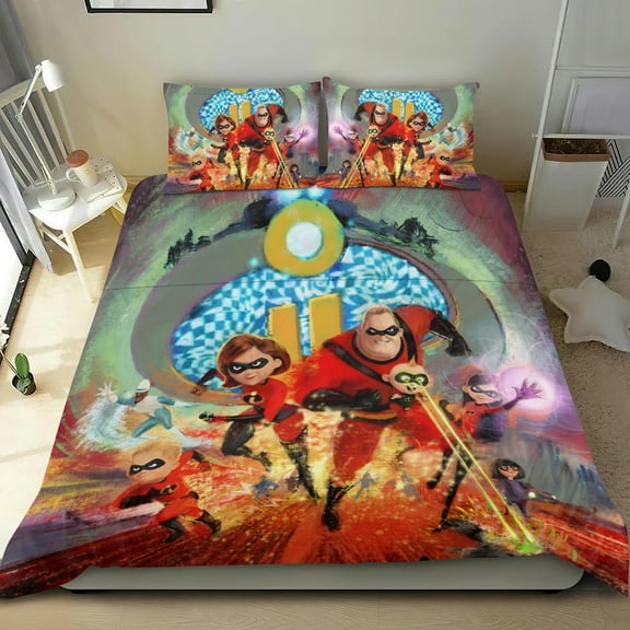 The Incredibles-themed Bed Sheet Set Three Piece Set Comfortable And Skin Friendly Unique Design Home Decor Gifts For Family Friends fans54x79Inches（135cm*200cm）