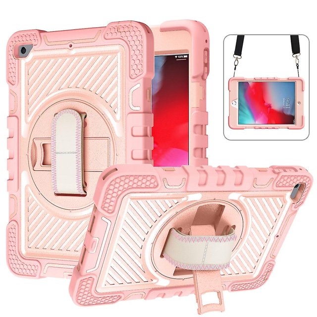 Funda Color Shock para iPad Mini 4/5 con correa para el hombro, correa de mano, soporte ajustable, a prueba de golpes, apta para niños