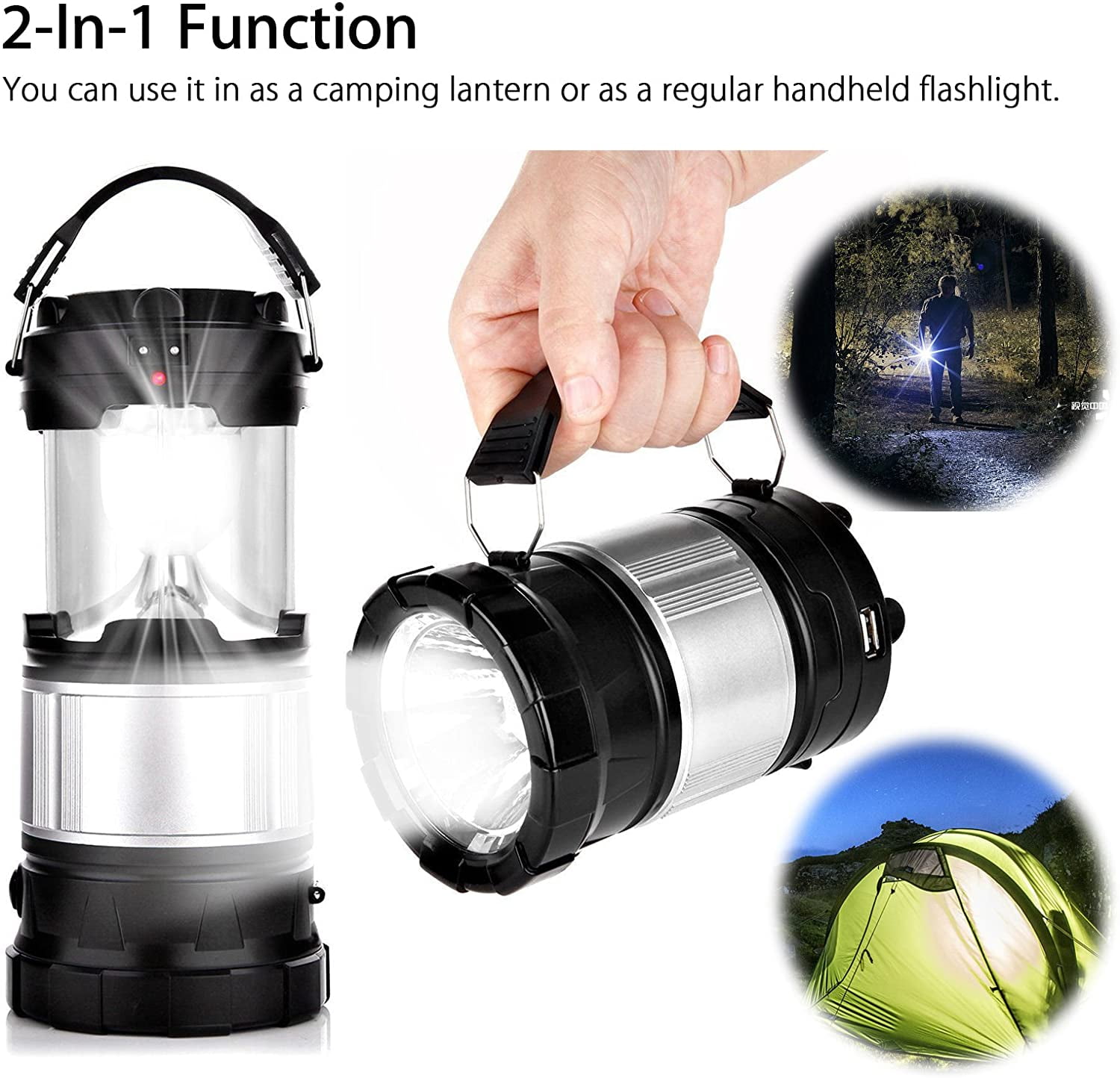 Luvan Camping String Lights, 2 in 1 String Lights with 8 Adjustable Modes,  LED Camping Lantern Rechargeable, 2000mAh IPX4 Portable Camping Lights for  Camping, Hiking, Tent, Christmas Decor(1Pcs) 