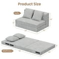 thumbnail image 3 of Erinnyees 5-in-1 Foldable Foam Sofa Bed: Twin Sleeper with Pillows & Side Pockets, for Guest Room, Dorm, or Office Lounging, Light Gray, 3 of 8