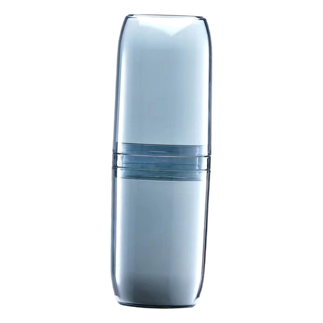 Portacepillos de dientes con tapa, contenedor de almacenamiento, vaso portátil de viaje para cepillos de dientes Azul