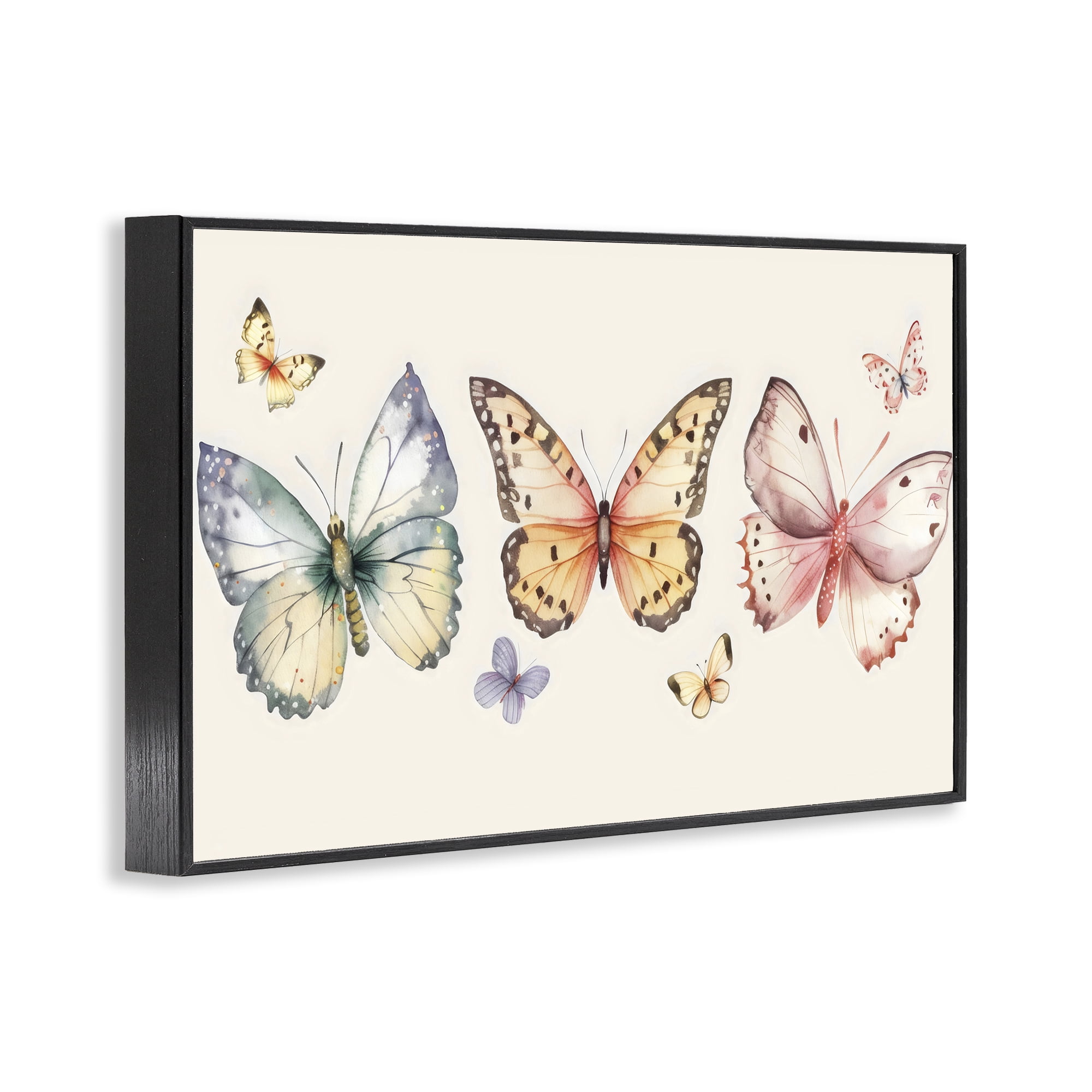 Stupell Industries Graceful Butterfly Trio Black Framed Giclee Art, design by Creative Studio
