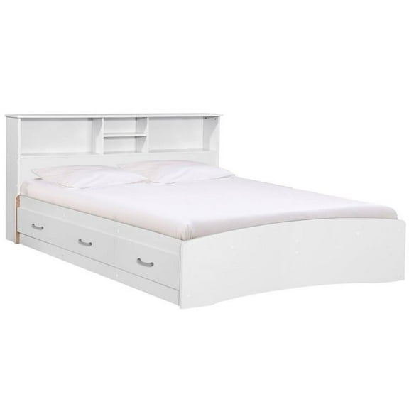 Pemberly Row Modern Wooden Queen Captains Bed in White