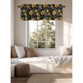 thumbnail image 3 of Kitchen Valances for Window, Farm Blossom Sunflower on Black Light Filtering Rod Pocket Valance Curtain, Seamless Floral Bees Short Curtains Window Topper for Bedroom Bathroom Living Room 54x18in, 3 of 9