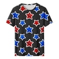thumbnail image 4 of Cavosen Women Short Sleeve Tops Crew Neck Casual Patriotic Tee Red White and Blue Graphic Shirt Summer Loose Tops, 4 of 5