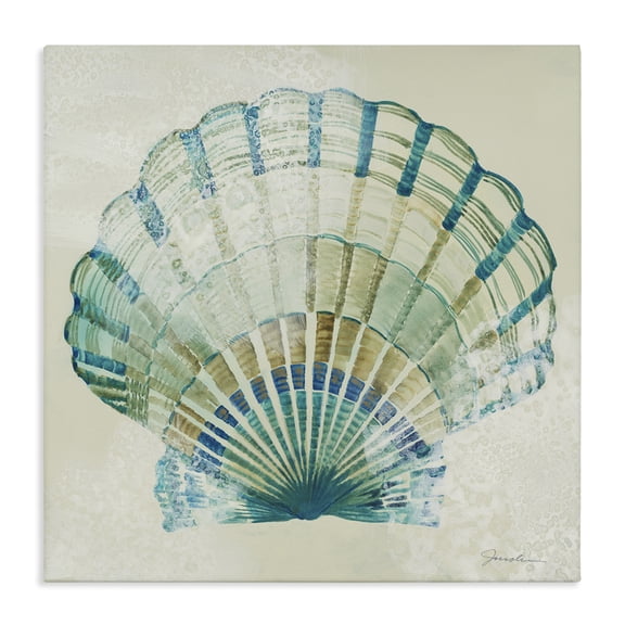 Stupell Industries Coastal Muted Blue Clam Shell Canvas Art, 24 x 24, by Liz Jardine