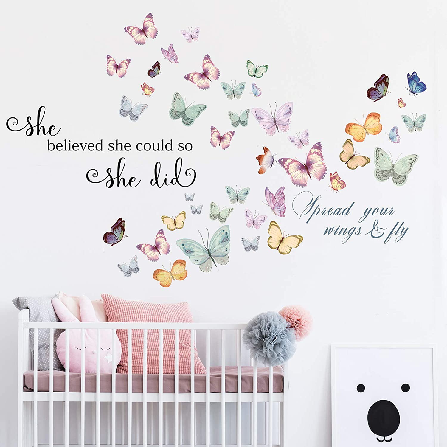 Butterfly Wall Decal Word Wall Sticker Believe WALL Quotes Made is Canada 