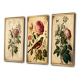 thumbnail image 3 of Designart "Pink Rose on Retro Parchment Classic Elegance" Floral Rose Framed Wall Art Set Of 3 - Pink Traditional Frame Canvas Set For Living Room Decor, 3 of 6